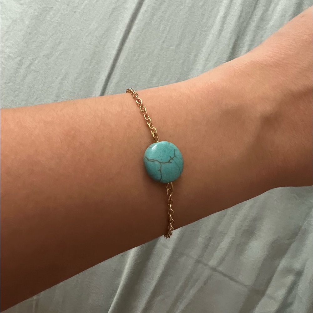Gold turquoise bracelet and gold star bracelet